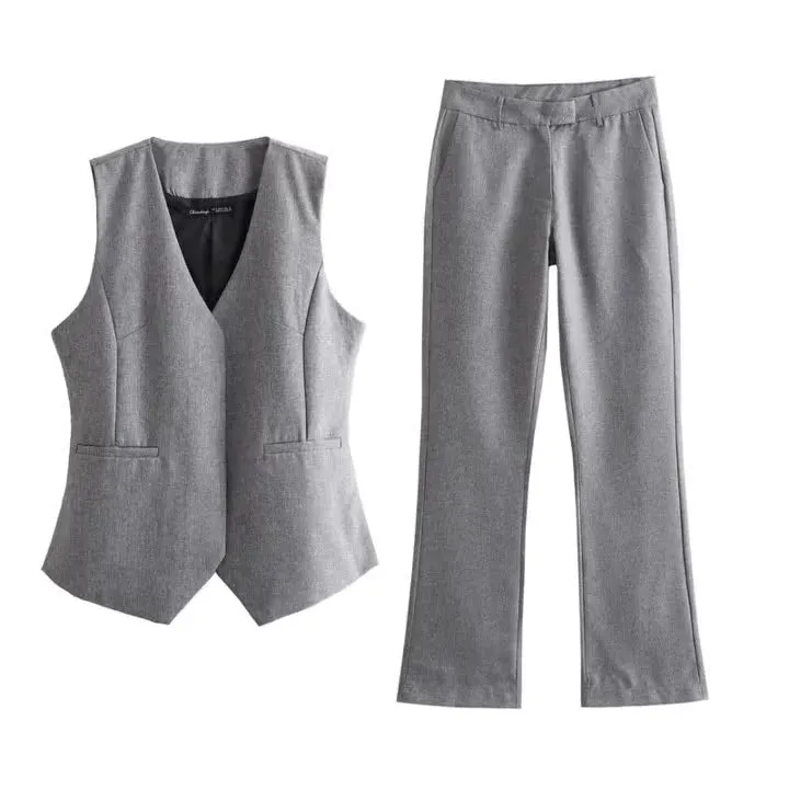 Znbbw Asymmetrical Vest 9427556 Low Waist Straight Trousers 1478229 Set - Image 6