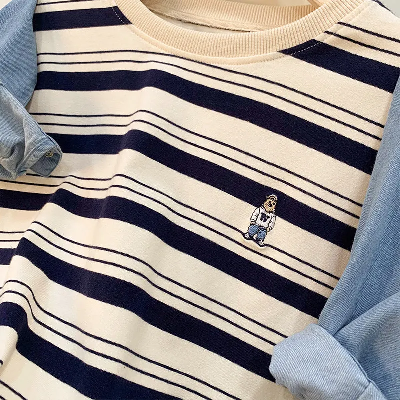 Shoulder Striped Short-Sleeved Embroidered T-Shirt Women's Summer New Design Chic Loose Leisure All-Purpose Commuter Shirt - Image 5