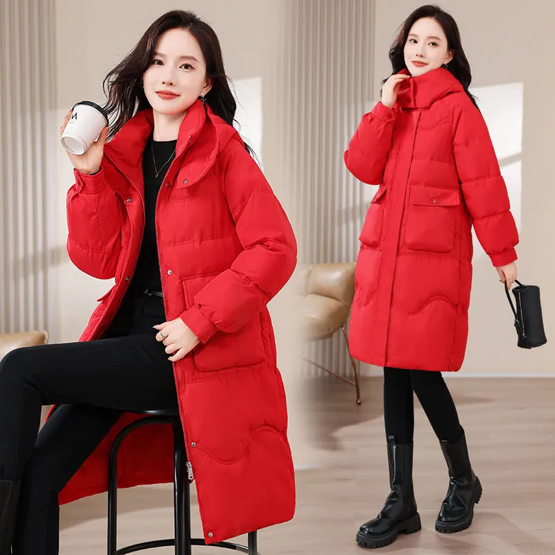 Wear Down Cotton Clothes Female Medium Long Korean Version Cotton-Padded Clothes Fat Mm280 Catties Large Size Women's Wear Thick Cotton-Padded Jacket Coat Tide - Image 5