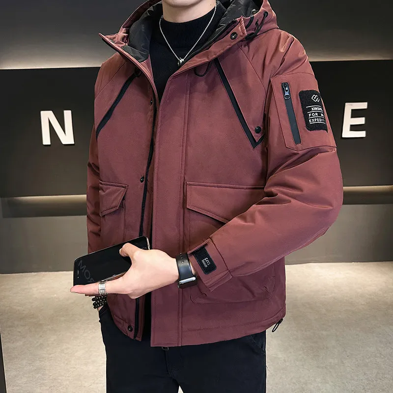 Youth Men's Wear 2024 Winter Wear Two Cotton Men Thick Coat New Fashion Cotton Suit Hat Warm Tooling Men - Image 9