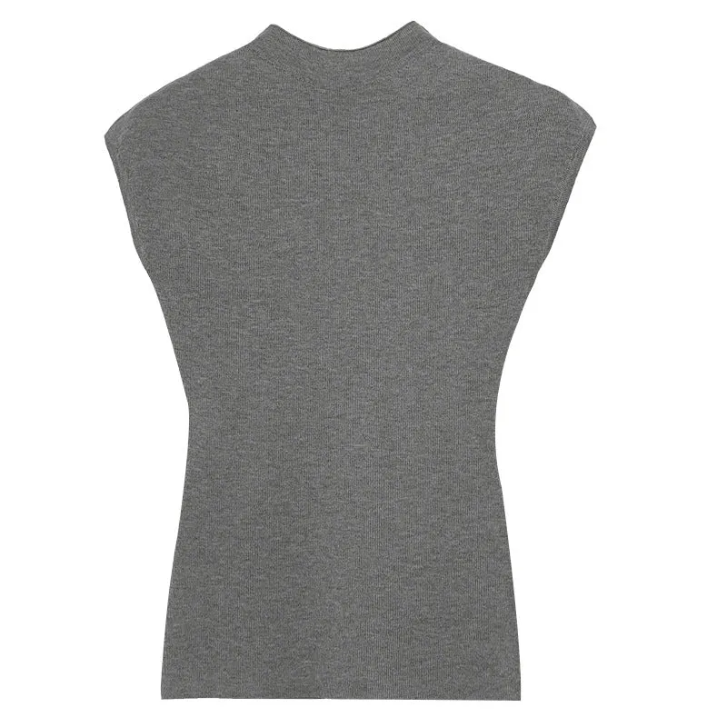 Black Style Round-Neck Knitted Short-Sleeved T-Shirt Women's Summer New Tight And Thin Undercoat - Image 4