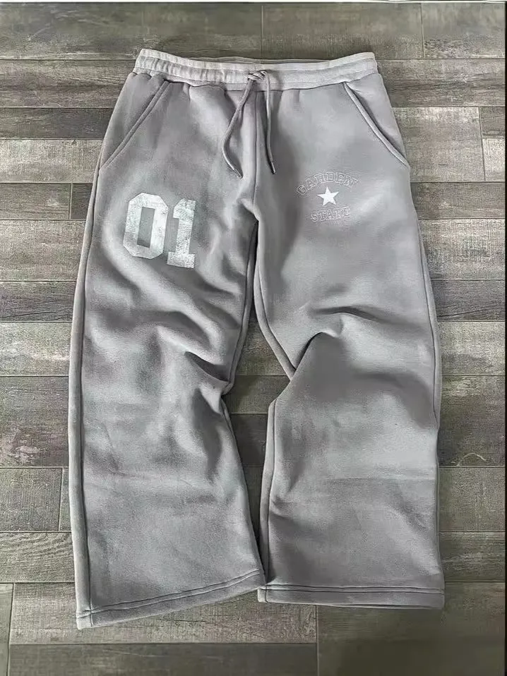 Znbbw Alphabet Printed Trousers Loose Waistband Men's And Women's Fashion Brand Trousers - Image 8