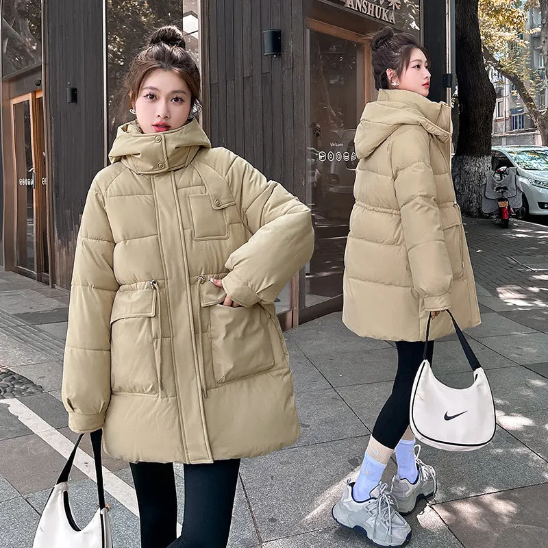 Cotton Clothing Women's Long Style 2024 Winter New Loose Large Size Small Thick Cotton-Padded Jacket Cotton Coat - Image 4