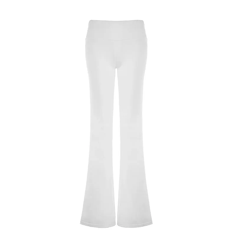 Ins Fashion Trend Pure Color Spicy Girls Low Waist Hip Base Wide Leg Leisure Trumpet Trousers 2024 New Style