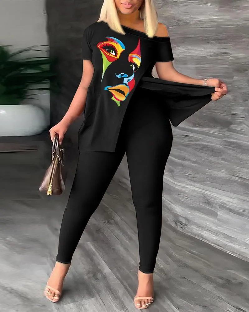 Znbbw Independent Station Spring And Summer Printing Fashion Suit 2-Piece Set For Women - Image 2