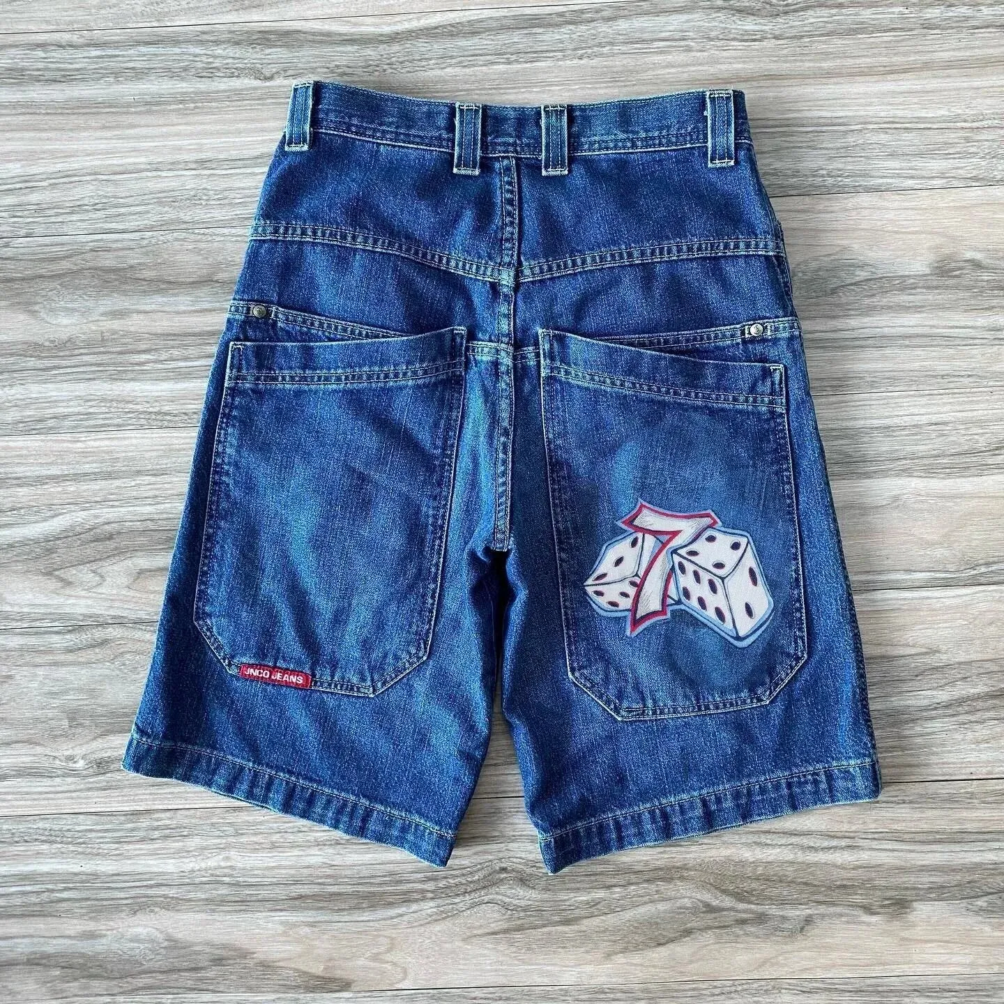 Znbbw Y2K Vintage Denim Shorts Men's Harajuku Punk High-Waisted Denim Shorts - Image 8