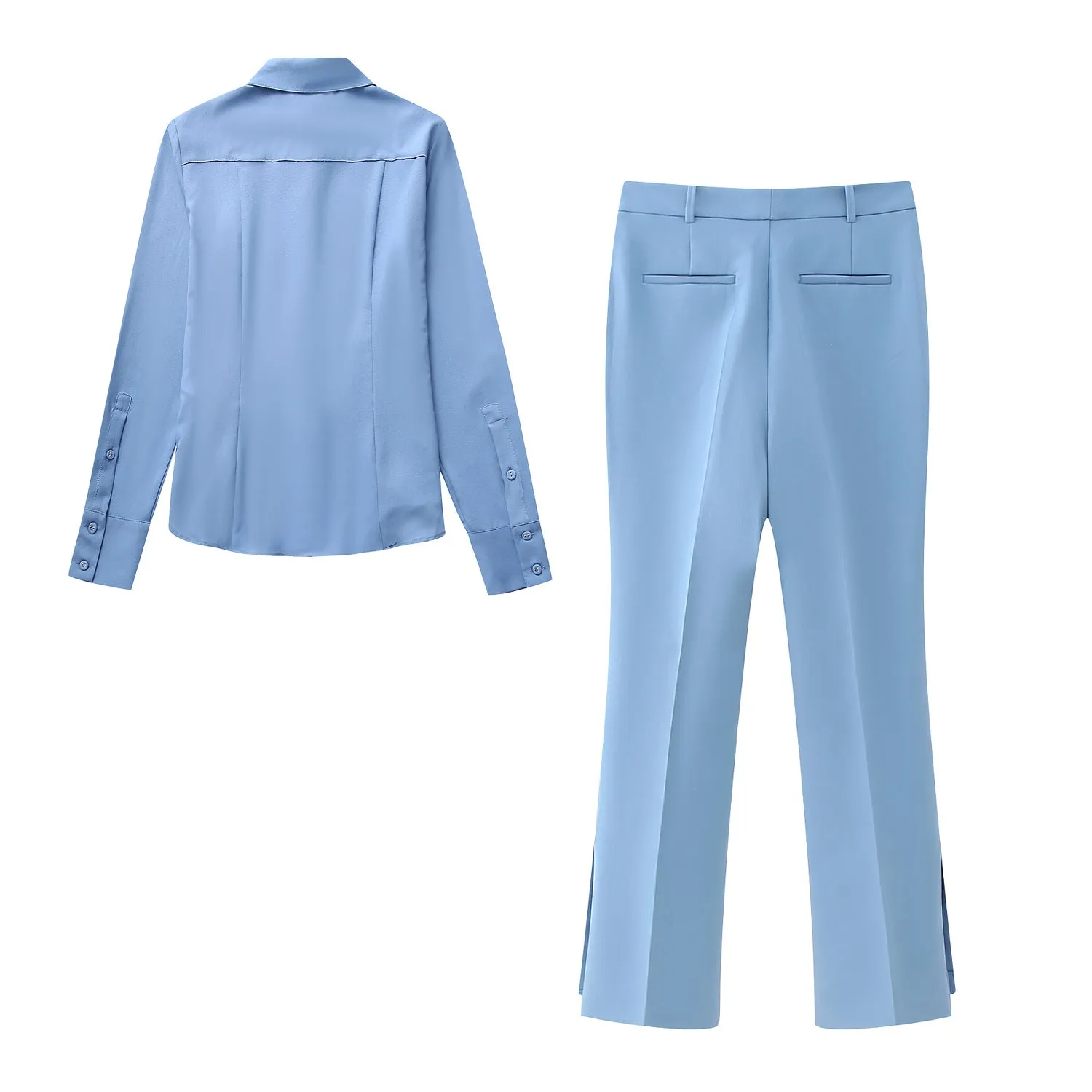 Znbbw Autumn Pocket Crepe Shirt 8932499 Middle Waist Trousers 8851512 - Image 3
