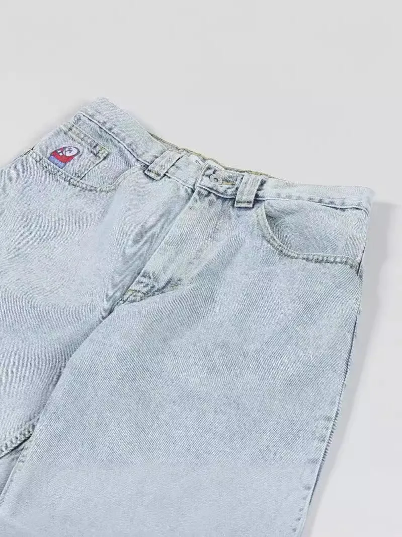 Znbbw Y2k Big Boy Retro Hip-Hop Cartoon Graphics Denim Shorts Embroidered Loose Short Shinahara Short - Image 6