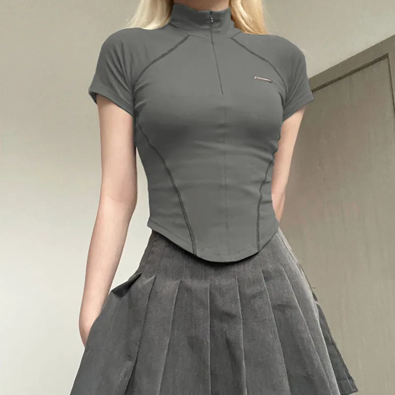 New Women's Wear 2024 Spring / Summer Street Celebrity Ins Spice Girl Locomotive Fengming Line Hit Color T-Shirt - Image 6