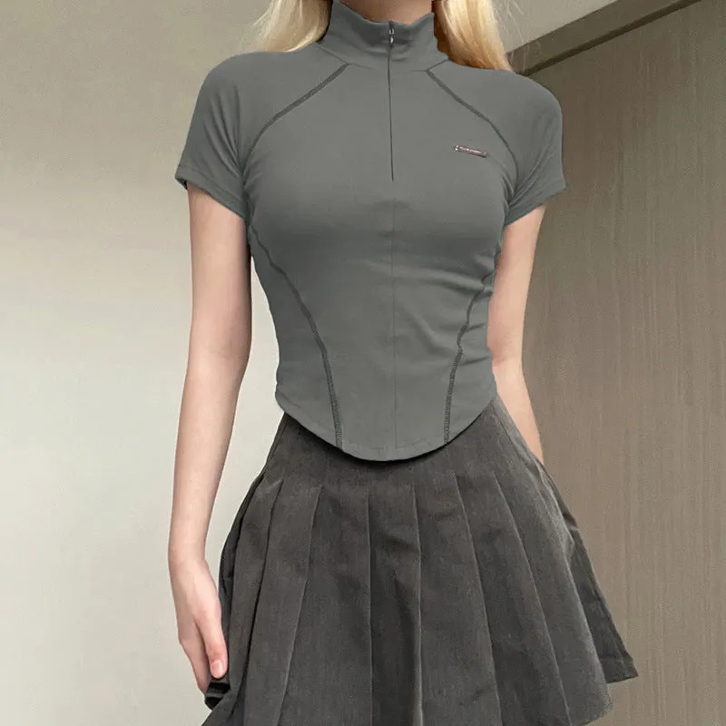 New Women's Wear 2024 Spring / Summer Street Celebrity Ins Spice Girl Locomotive Fengming Line Hit Color T-Shirt - Image 3