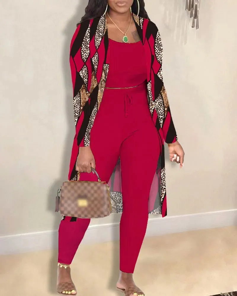 Znbbw Popular Style Autumn And Winter Women's Fashion Sexy Coat Trousers Three-Piece Set