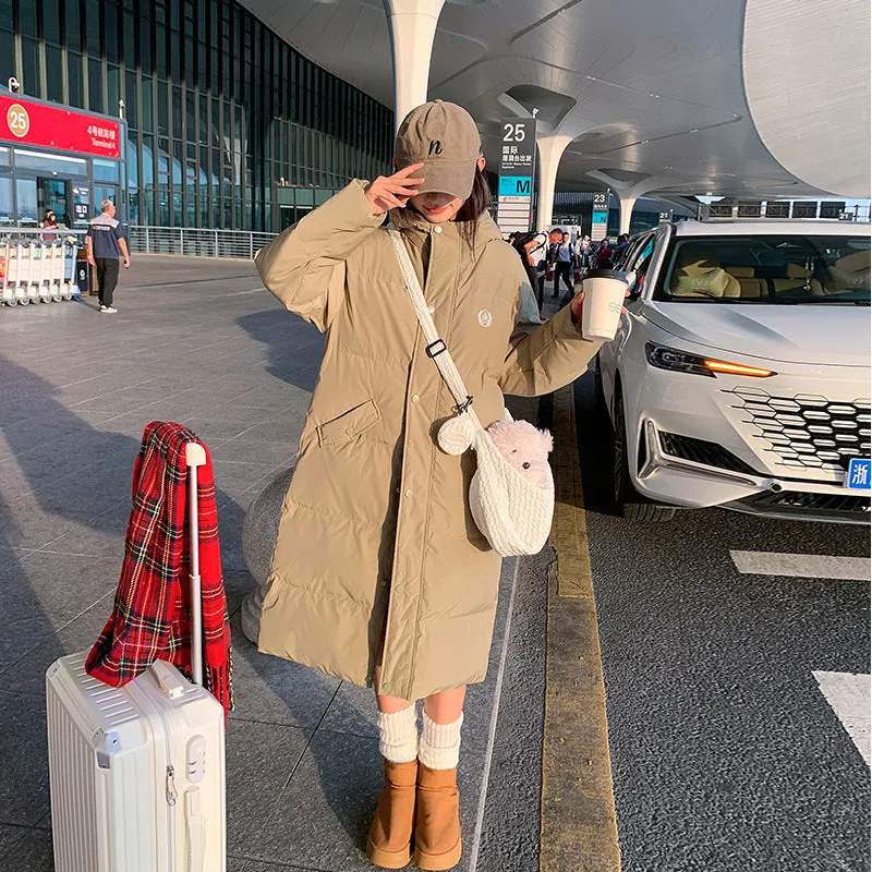 Year, The Popular College Wind Long Down Cotton Coat 2024 Winter Thick Loose Design Sense Padded Coat Tide - Image 5
