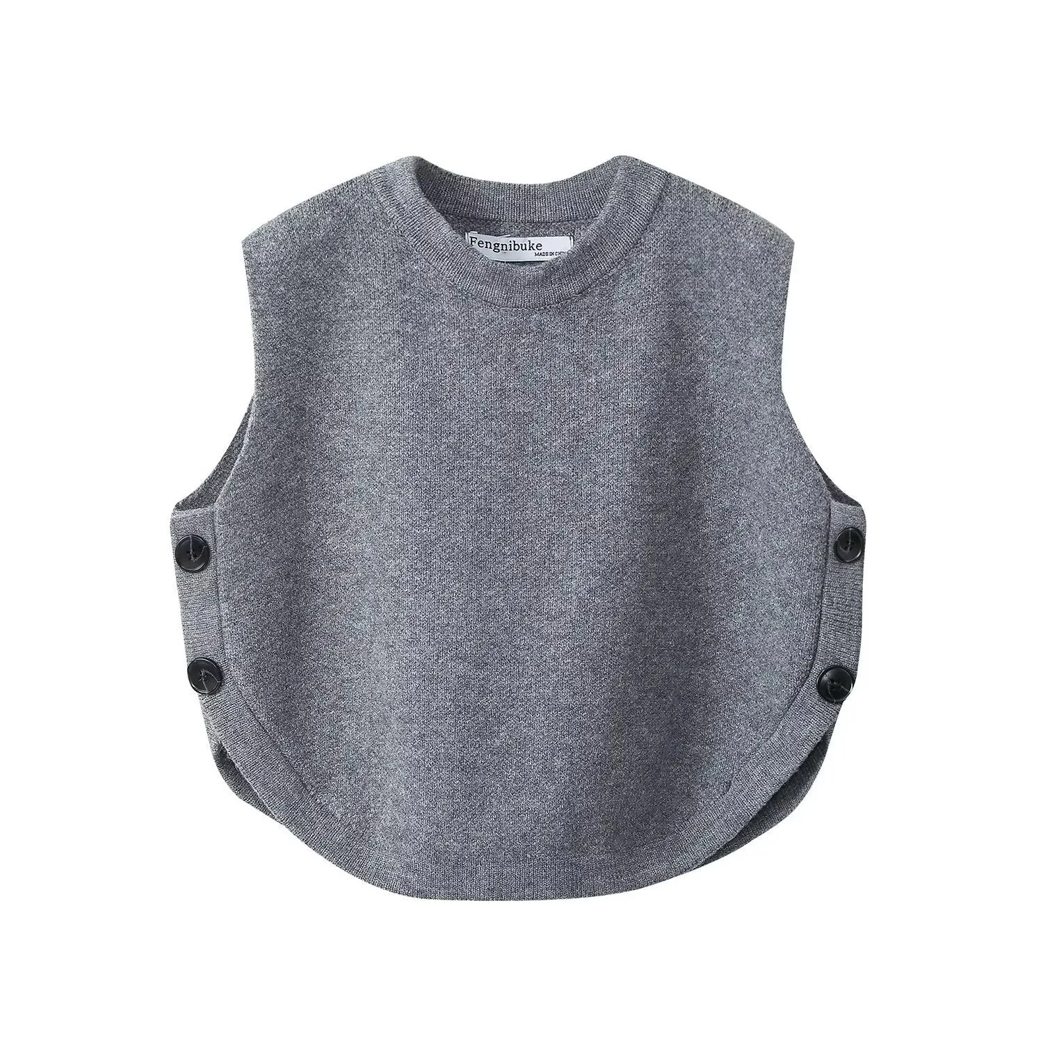 Znbbw 2024 Short Button Knitted Vest Women's Vest - Image 6