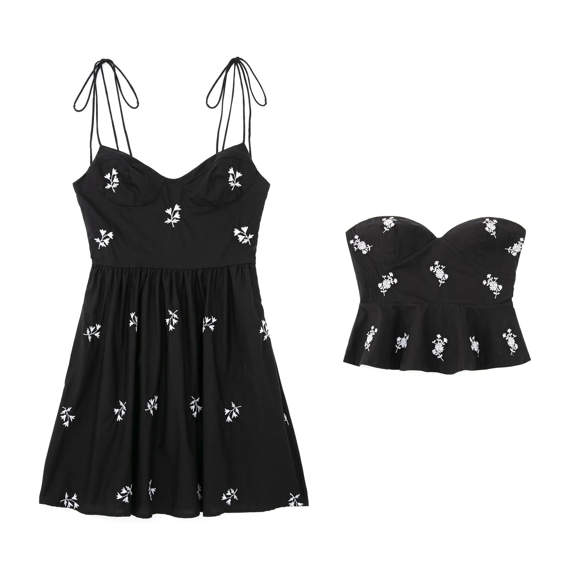 Znbbw Autumn Flower Embroidered Poplin Blouse 0881034 Halter Skirt 0881404 - Image 6