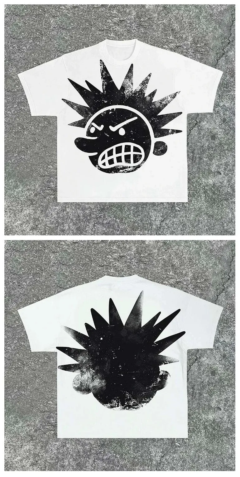 Znbbw Wear Y2K Clothing T-Shirt Men's And Women's Hip-Hop Cartoon Printed T-Shirt Gothic Super Cotton Short Sleeves - Image 6