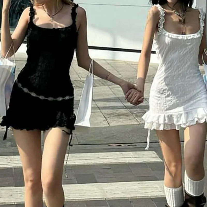 Fashionable Temperament Stacked Square Collar Agaric Edge Suspender Skirt Slim Waist Pure Desire Spicy Girl Hip Dress - Image 3