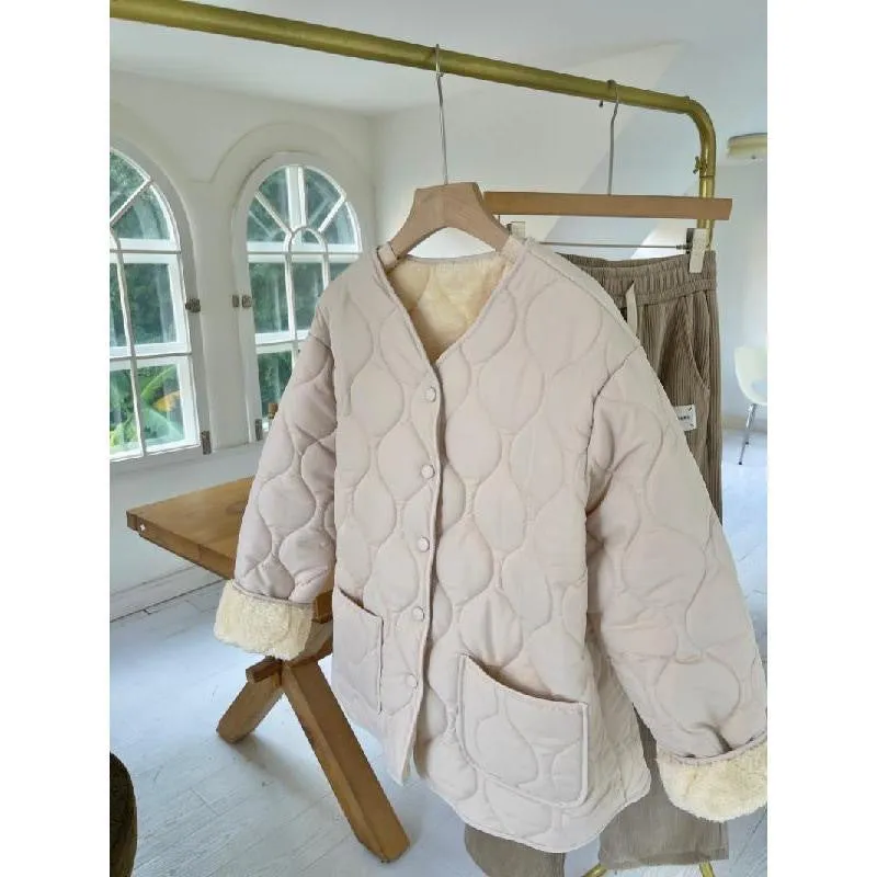 Wool Splicing Down Cotton Jacket Female Winter 2024 The Korean Version Of Loose Diamond Case Light Warm Cotton-Padded Jacket Padded Jacket Coat - Image 2