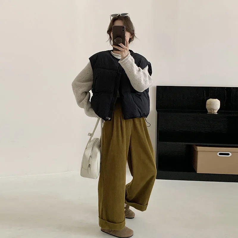 Korea Autumn And Winter New Pumpkin High Fluffy Cotton-Padded Jacket Vest Female Leisure Loose Small Bread Clothes Sleeveless Horse Clip - Image 6