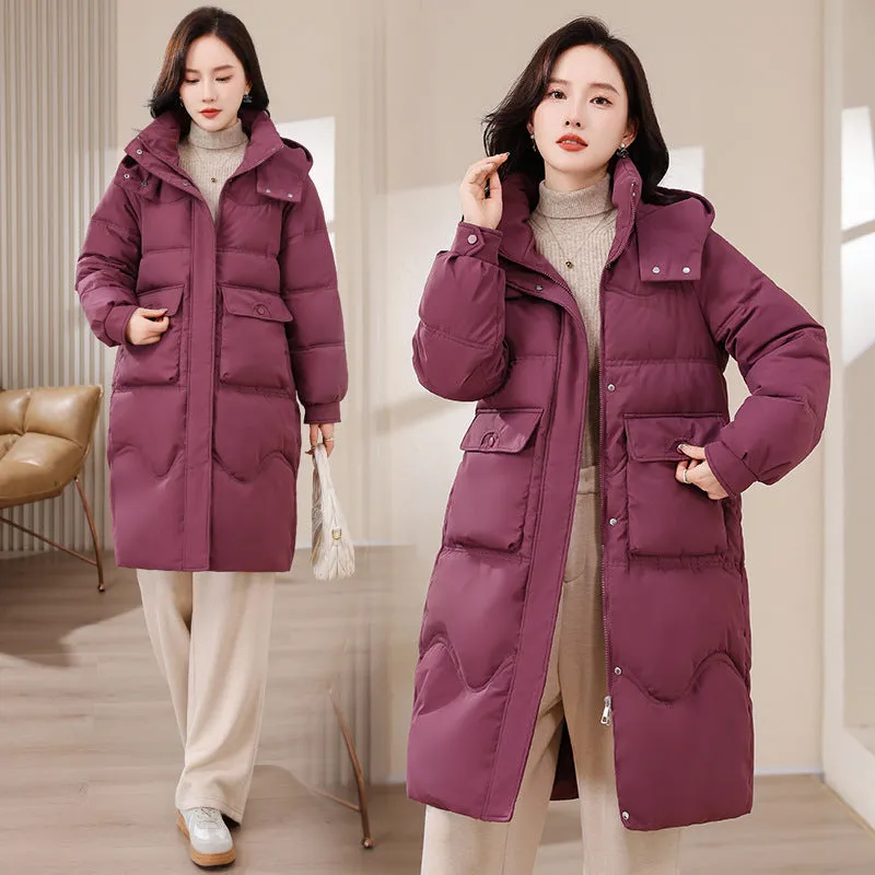Wear Down Cotton Clothes Female Medium Long Korean Version Cotton-Padded Clothes Fat Mm280 Catties Large Size Women's Wear Thick Cotton-Padded Jacket Coat Tide - Image 3