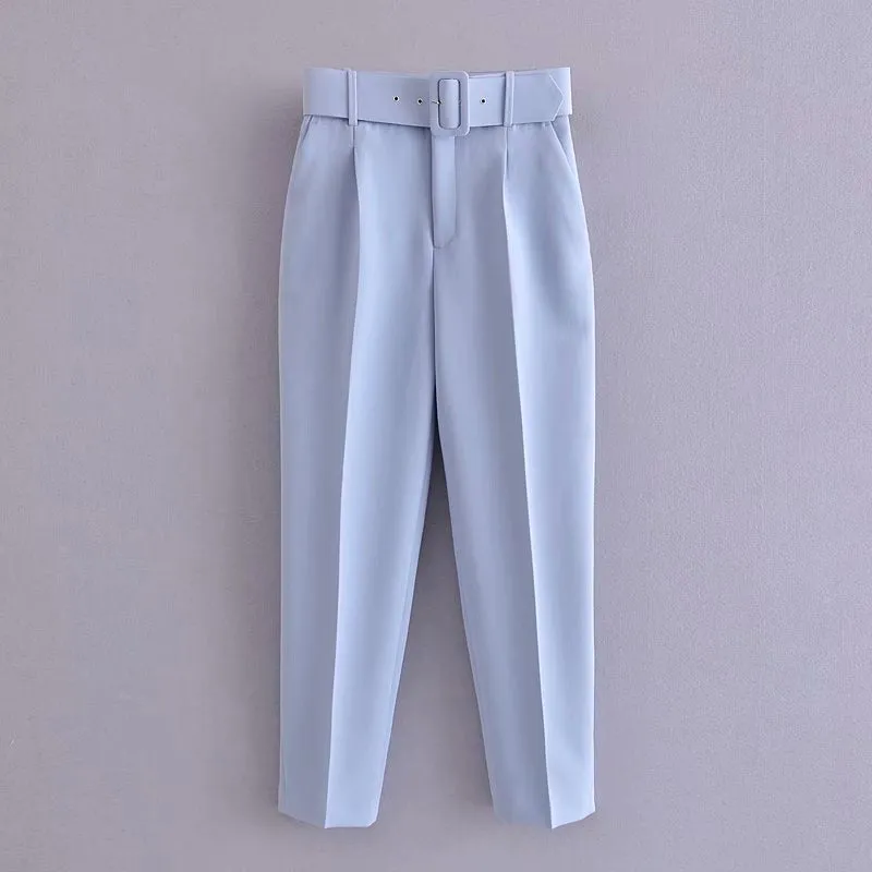 Znbbw 2024 New Pleated Multi-Color Harlan Pants Leisure Solid-Color Women's Pants Belt - Image 11