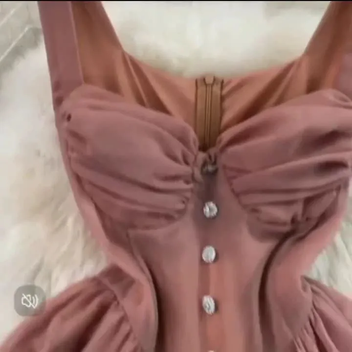 Znbbw And Spicy Girls First Love Chest Halter Skirt French Small Man With High Waist And Thin Fluffy Dress Summer - Image 8