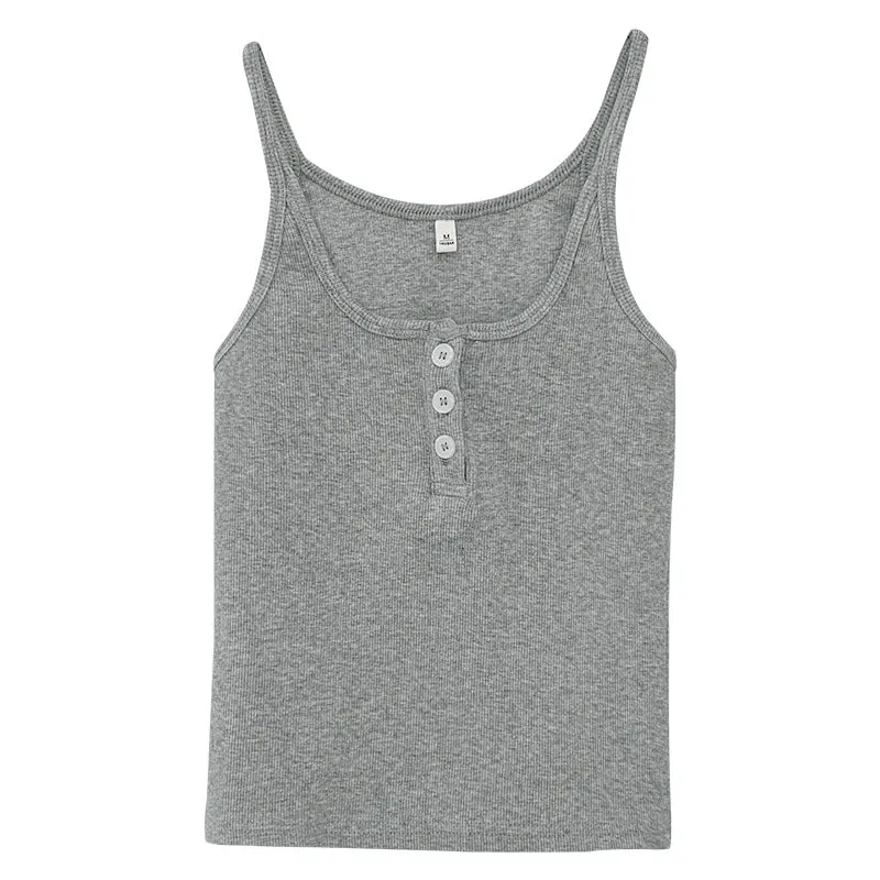 Design Sense Of Minority Button Suspenders Vest Girls Summer New Sweet And Spicy Style Slim Short Sleeveless Bottomless Blouse - Image 4