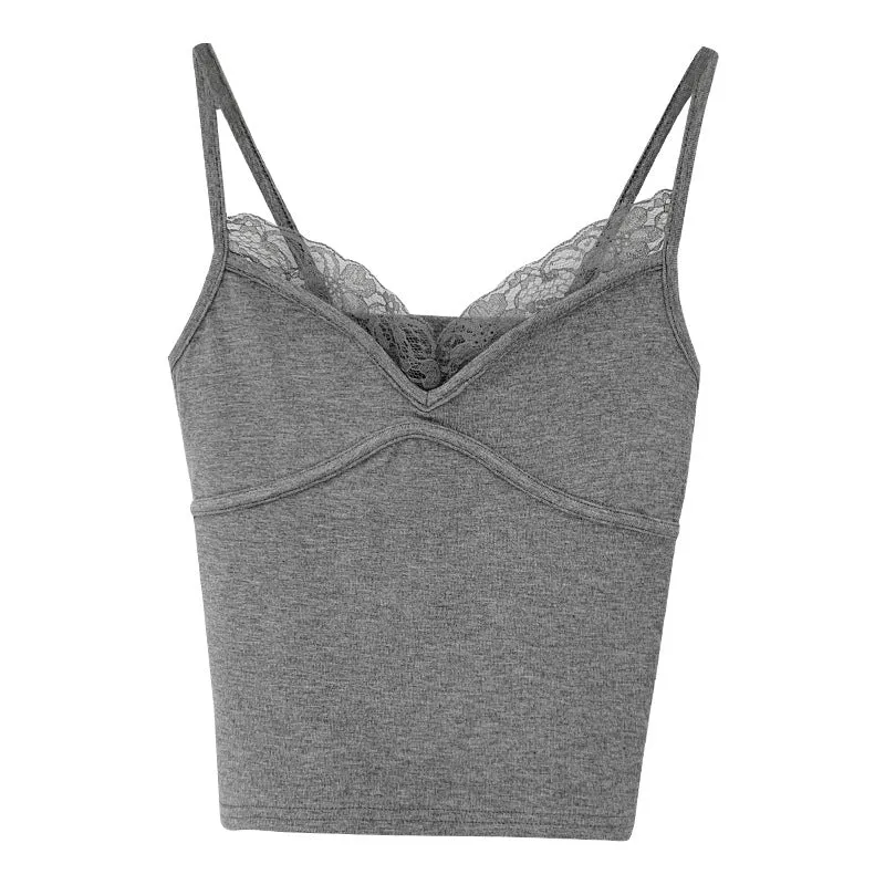 Sexy Spice Girls White Lace Ribbon Vest Women's Spring And Summer New Style Design Slimming With Short-Style Tops - Image 4