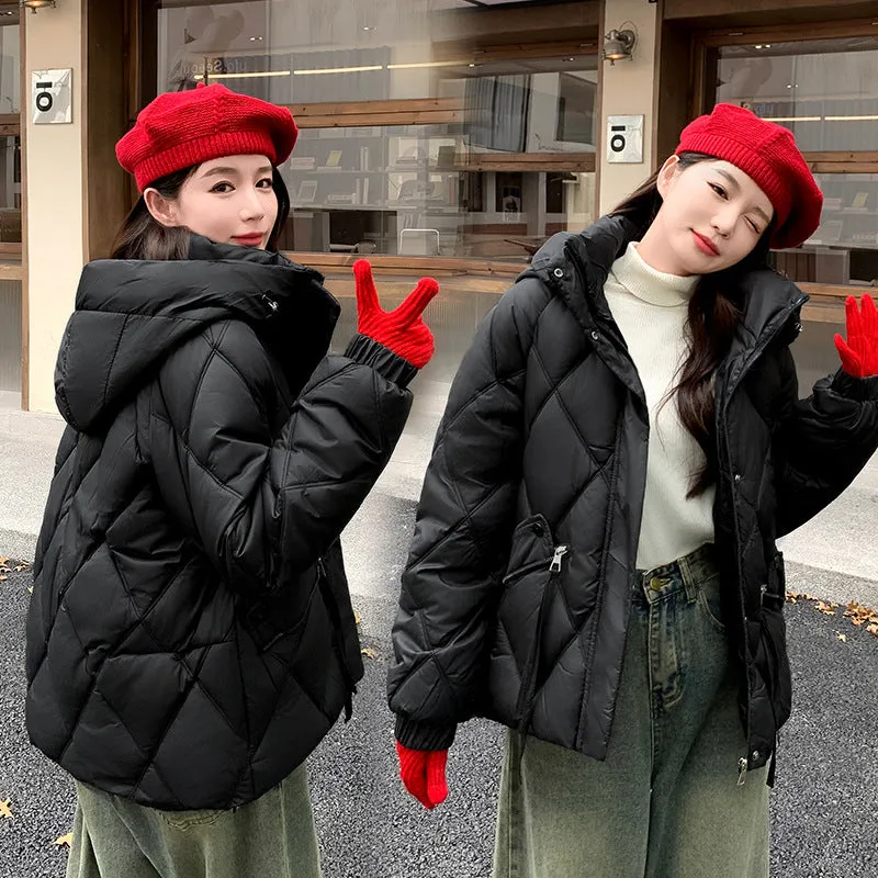 Cotton Jacket Female 2024 New Fashion Style To Overcome The Loose Diamond Design Sense Warm And Thin Cotton-Padded Coat - Image 3
