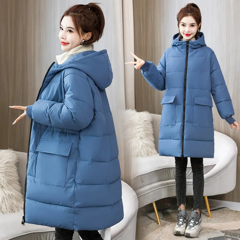 Fat Large Size Cotton-Padded Jacket Female 200 Fat Mm Loose Pregnant Women In The Long Down Cotton-Padded Jacket 300 Jin Coat Tide - Image 6