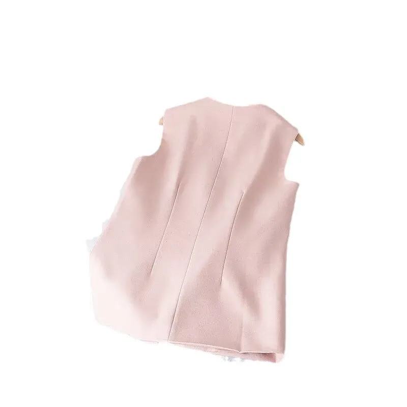 Znbbw New V-Collar Single-Breasted Two-Color Suit Vest