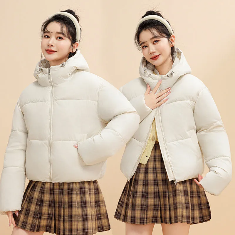 Bean Wind Hooded Down Cotton Clothes Female 2024 Autumn And Winter New Padded Clothes Small Bread Clothes Korean Version Short Coat - Image 3