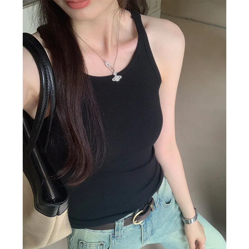 Retro Sling Vest For Women In Summer, The New Beautiful Back Wears A Sexy Spicy Girl Slim, Short Bottomed Top. - Image 3