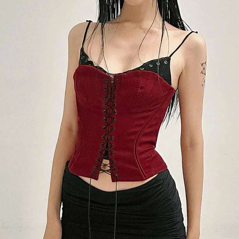 The Spice Girl Hit The Fake Two Woven Straps To Show The Waist And Show The Thin Sling, The Small Vest, The Chest Type Blouse. - Image 5