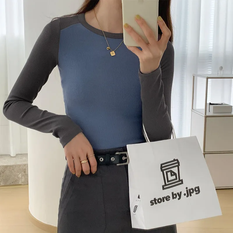 A Long-Sleeved T-Shirt With A Long Sleeved T-Shirt And A Short-Style Early Spring High-Waist Design Blouse - Image 4