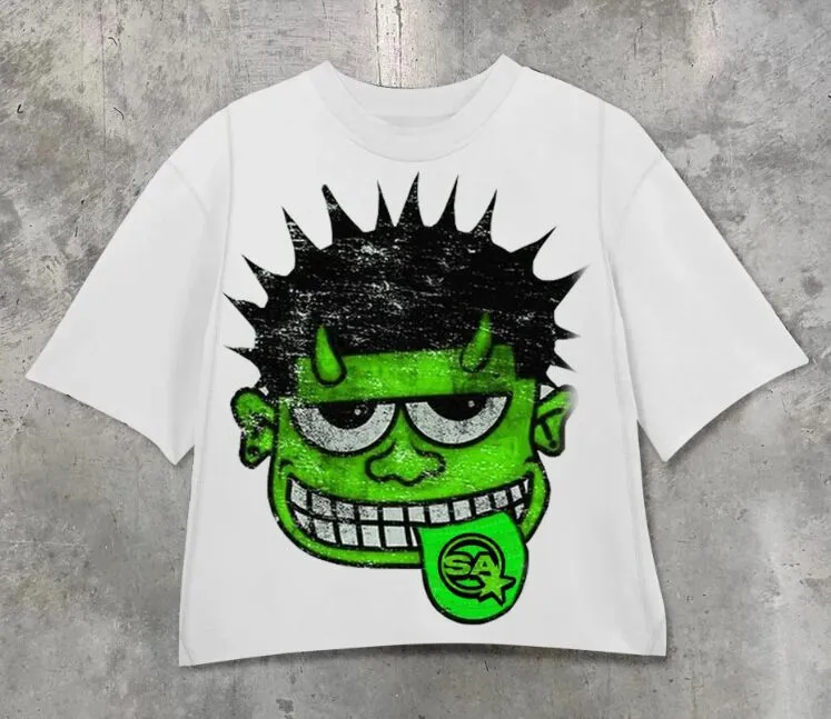 Znbbw T-Shirt Y2K Hip-Hop Letter Retro Cross Graphic Print Oversized T-Shirt Men's Round Neck Cotton Short-Sleeved Shirt