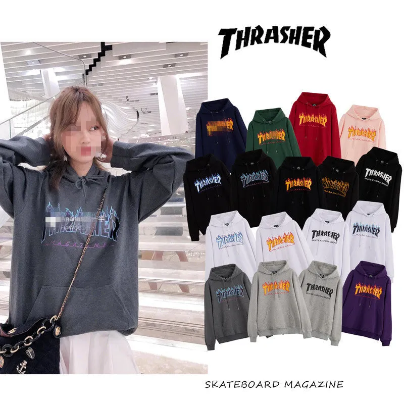 Znbbw Fall New American Version Of Classic Flame Hooded Hoodie Men's Round Collar Loose Couple Hooded Jacket Ins Trend - Image 21