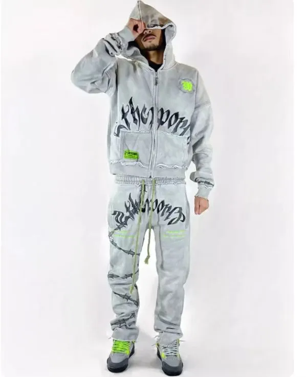 Znbbw Gothic Printed Hoodie Personality High-End Tide Brand Loose Men's And Women's Sweater Suit