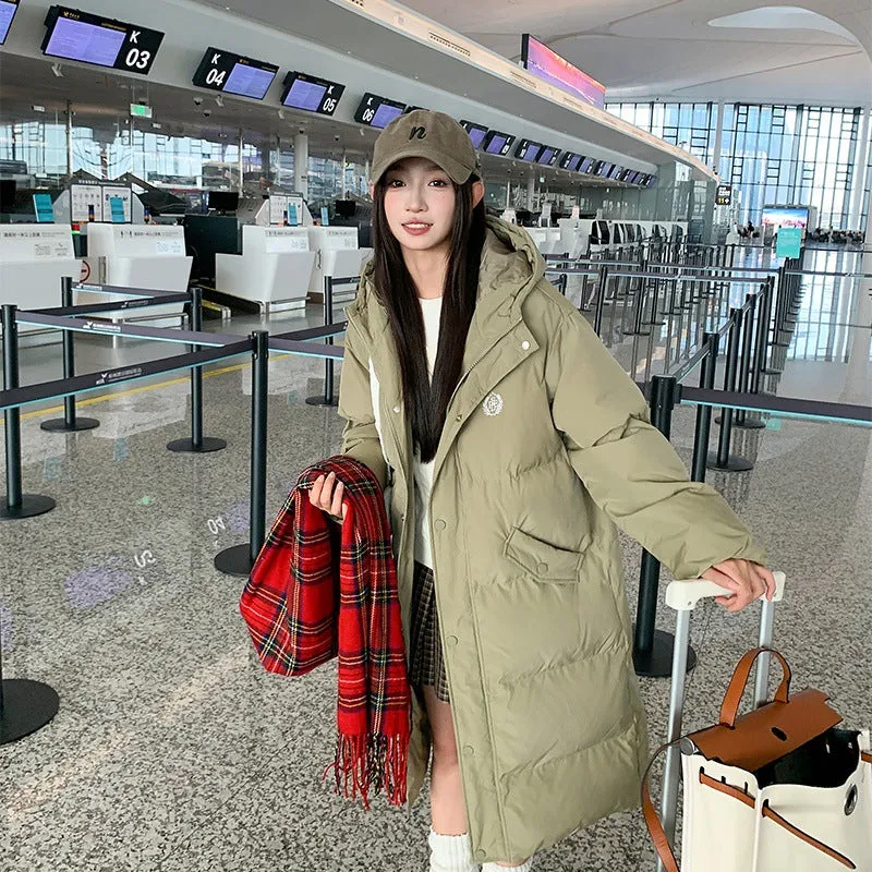 Year, The Popular College Wind Long Down Cotton Coat 2024 Winter Thick Loose Design Sense Padded Coat Tide - Image 2