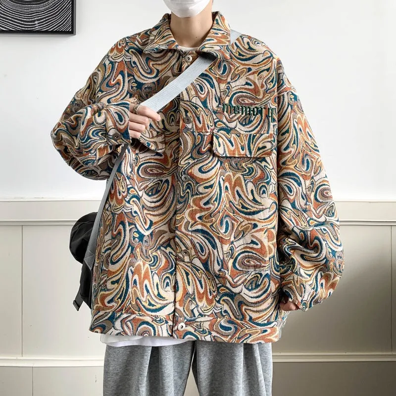 Kong Wind Ins Embroidered Work Jacket Male Autumn Add Fat Add Large Size Tide Fat Man Loose Ruffian Handsome Design Sense Coat - Image 4