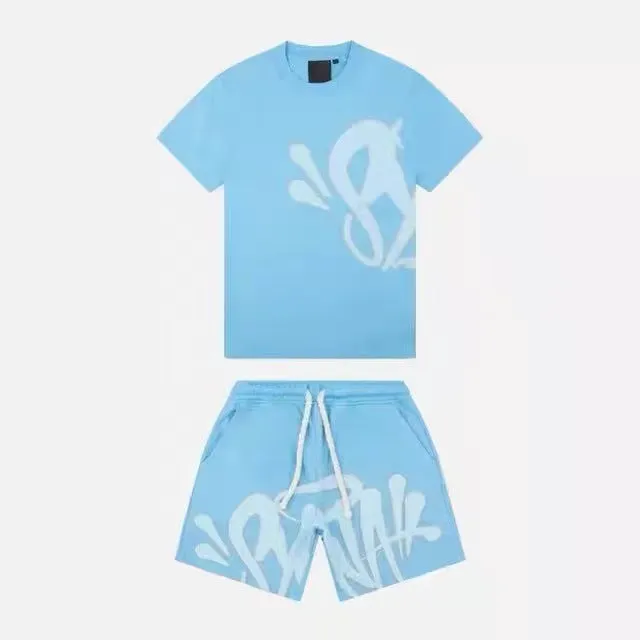 Znbbw Aesthetics Male Gothic 2-Piece Hip-Hop Alphabet Print 0-Collar T-Shirt + Rope Wide Legs And Short - Image 8