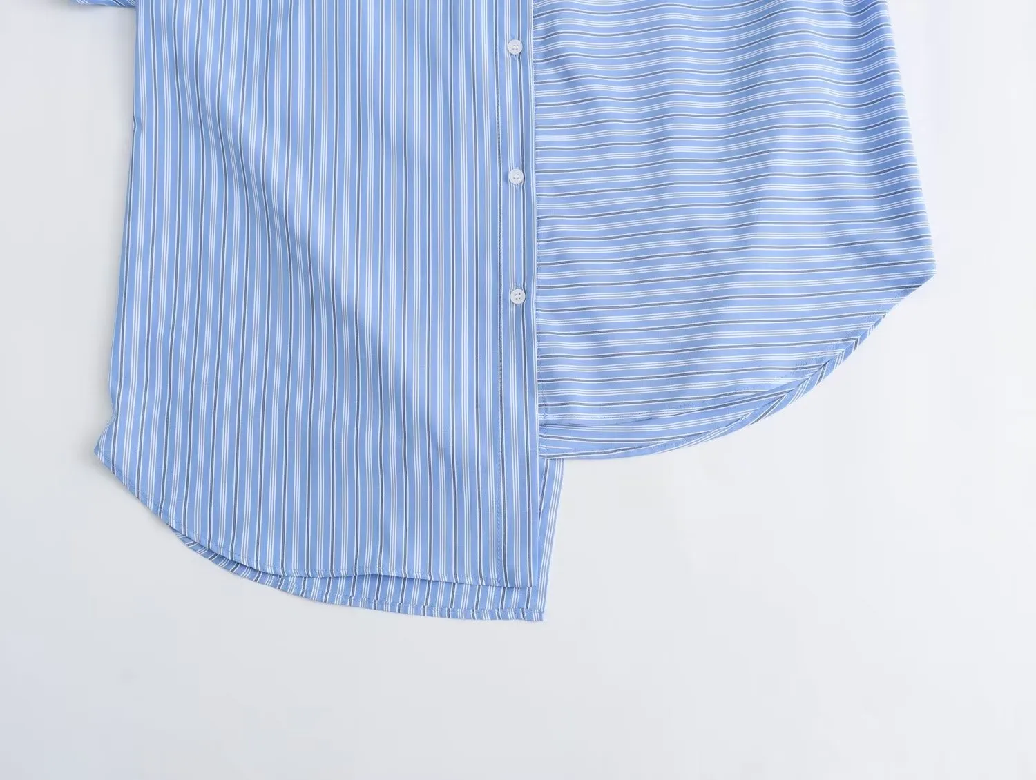 Znbbw Autumn Style Stitched Striped Asymmetrical Loose Shirt 8532114 - Image 4