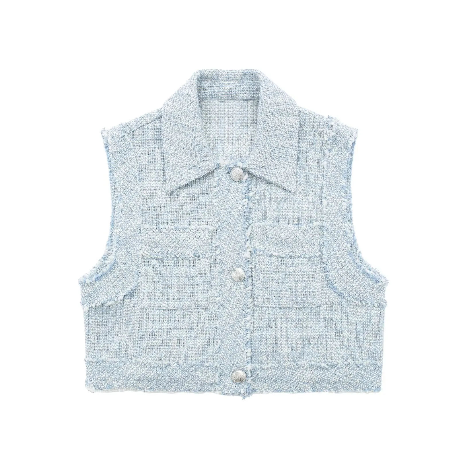 Znbbw New Rough Lapel Short Textured Vest 7484246