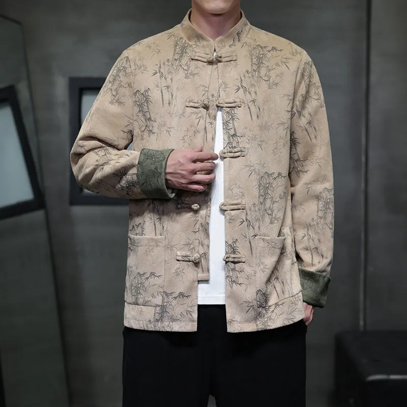 Spring And Autumn Chinese Style Men's Deer Skin Velvet Trend Retro Chinese Casual All-Match Tang Hanfu Jacket Jacket - Image 8