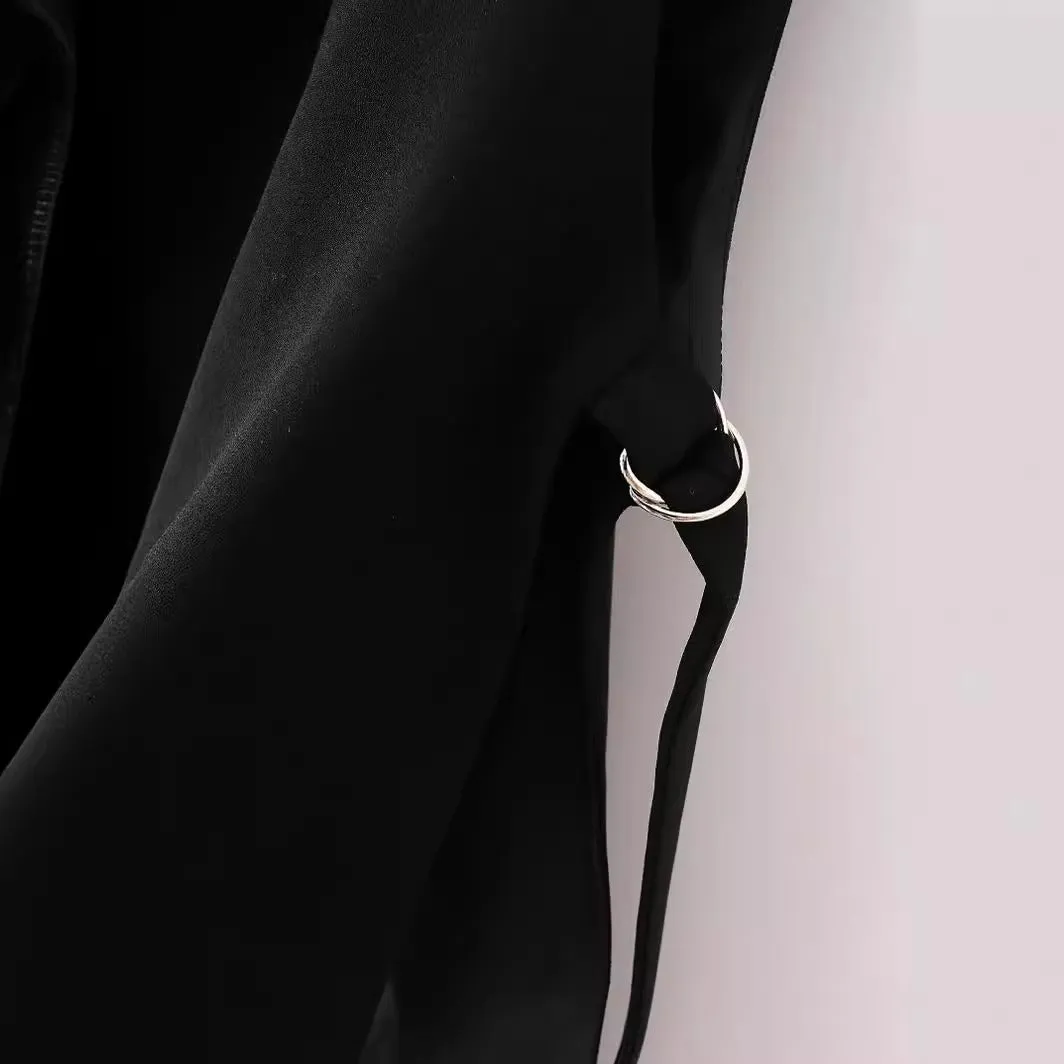 Znbbw 2024 New Vintage Suit Collar Black One Button Cardigan Pure Korean Temperament Commuter Vest - Image 2