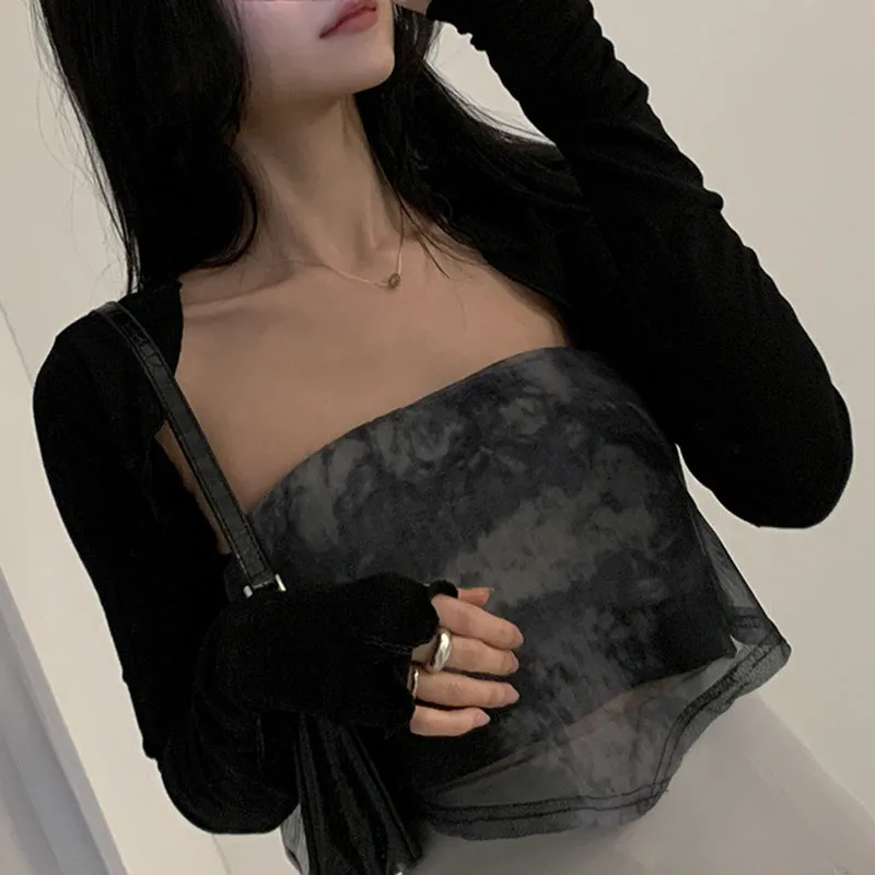 2025 New Summer Fashion Women's Wear Ultra-Short Solid Color Slim Long-Sleeved Sunscreen Jacket - Image 7