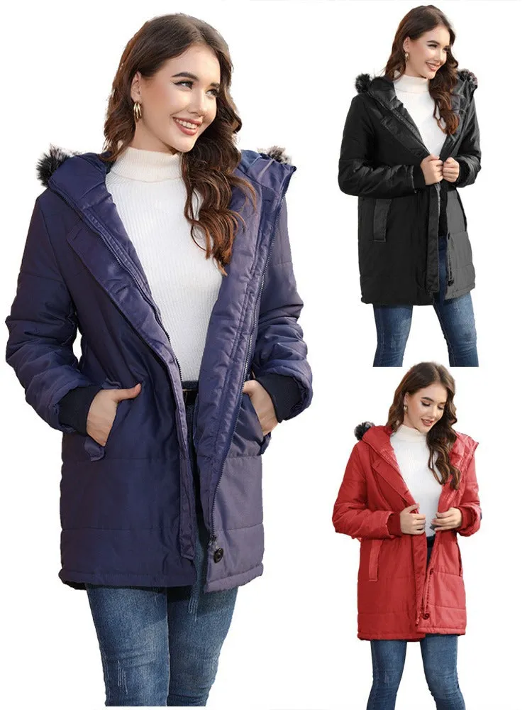 Znbbw Women's Autumn And Winter New Large-Size Hooded Warm And Slim Down Cotton Jacket With Medium-Long Style - Image 8
