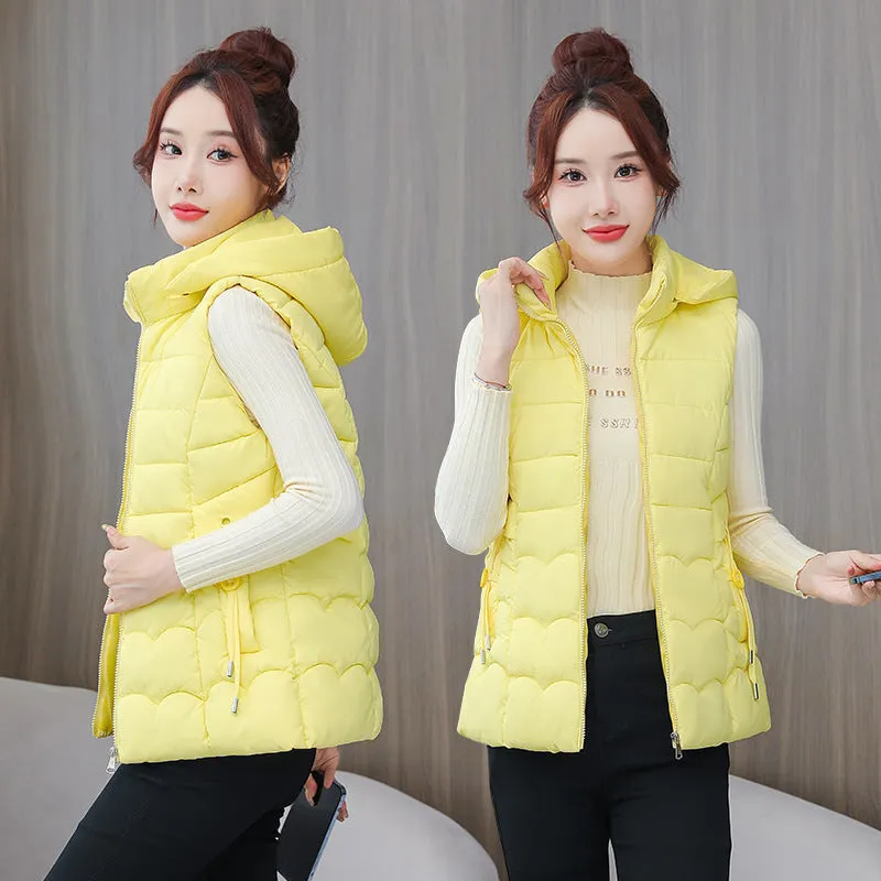 2024 Autumn Winter Down Cotton Vest Short Korean Version Slim Slim Vest Vest Outside The Vest - Image 5