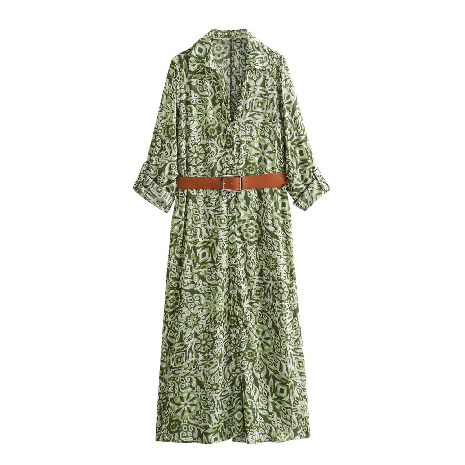 Znbbw New Spring Style With Belt Shirt Style Long Dress 2974756