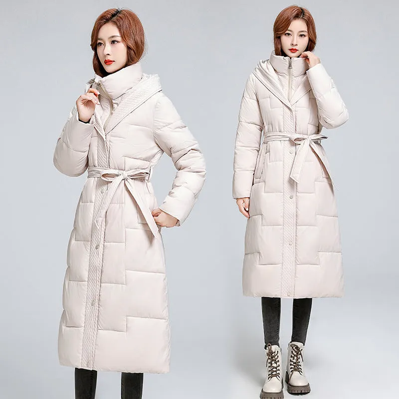 Size 2024 Winter Women Thickened Over The Knee Long Cotton-Padded Clothes Female Waist Slim Show Thin Senior Sense Coat - Image 2