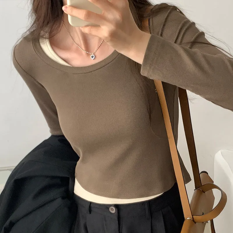 Znbbw Long-Sleeved T-Shirts Are Worn Inside The Collarbone Jackets Of The New Early Autumn Designer.